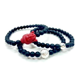 Buddha in Red 3 Pieces Bracelet Set